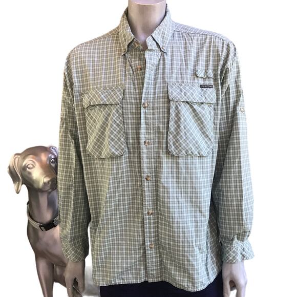 Exofficio Green Plaid Button Down Hiking Fishing Shirt Mens Size XL - Picture 1 of 8